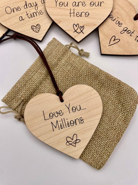 'Love you millions' Wooden Hanging Heart