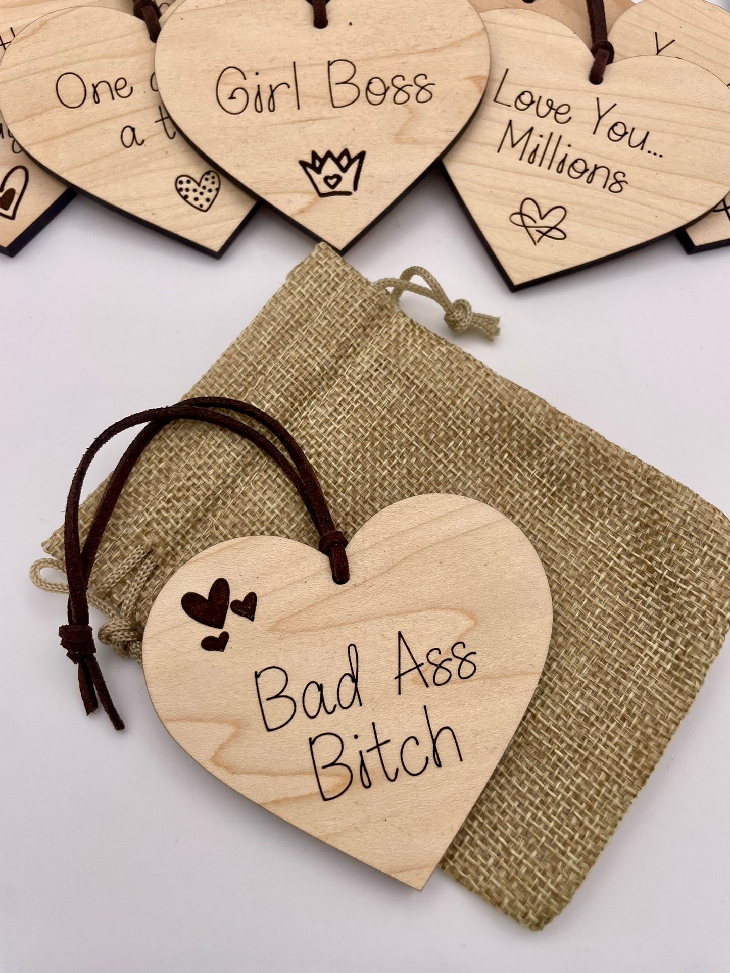 'Bad Ass Bitch' Wooden Hanging Heart