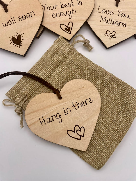 'Hang in there' Wooden Hanging Heart