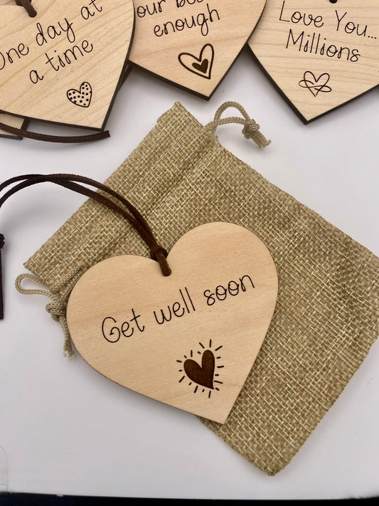 'Get Well Soon' Wooden Hanging Heart