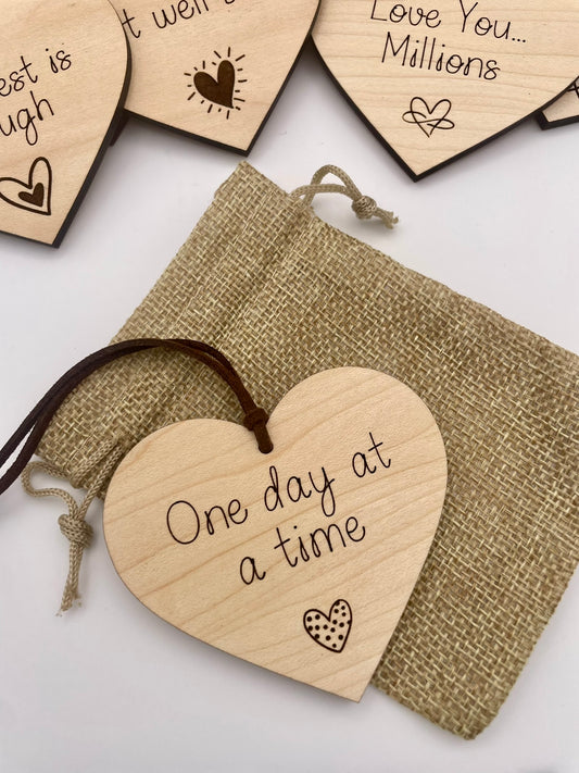 'One day at a time' Wooden Hanging Heart